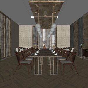 3.新中式民宿室内CAD施工图+SU模型+文本方案+效果图