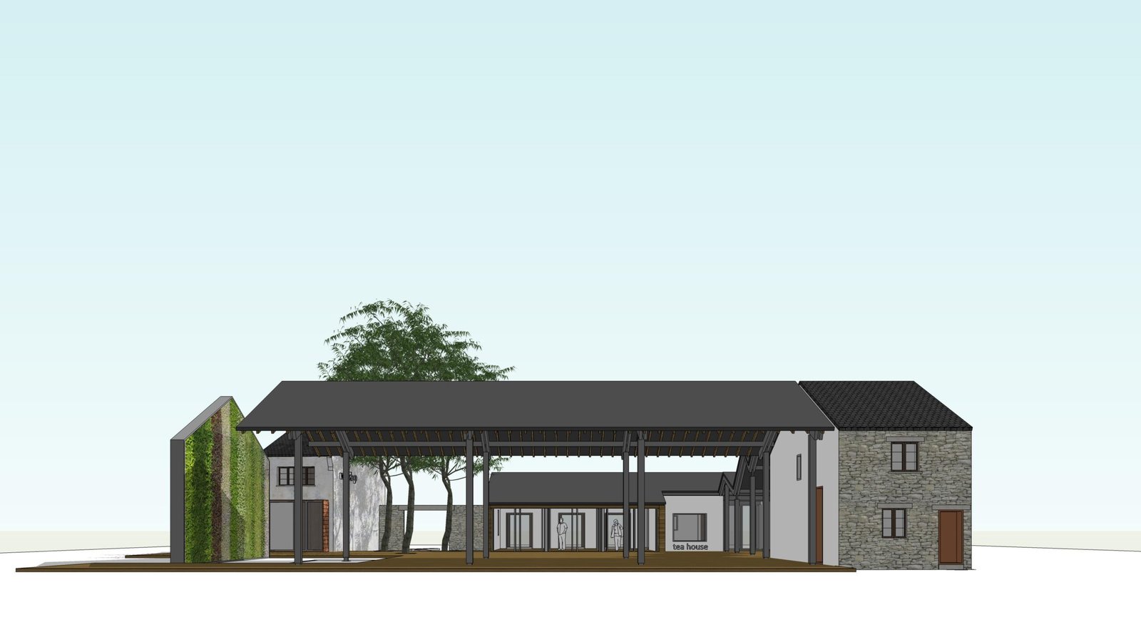 su模型0009 2.全套新中式民宿建筑CAD施工图+SU模型+效果图