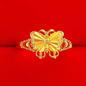 Gold Butterfly Hollow Ring – Filigree Scroll Band